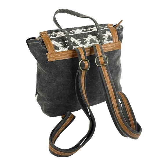 NEW Myra Tapestry & Leather Cowhide Hair BACKPACK HANDBAG 12x13\